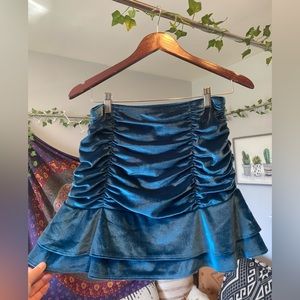 Wild Fable blue velvet mini skirt- size x small